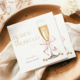 ピンクパール&プロセッコの弓の結婚前のお祝い スタンダードカクテルナプキン