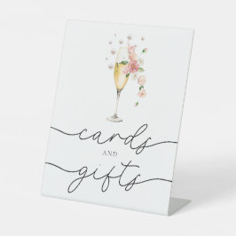 ピンクパール&プロセッコブライダルシャワーカード&ギフト 台座サイン