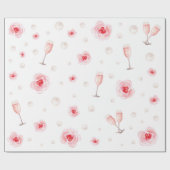 ピンクパール＆プロセッコ ブライダルシャワー ウェディングギフト ラッピングペーパー (フラット)