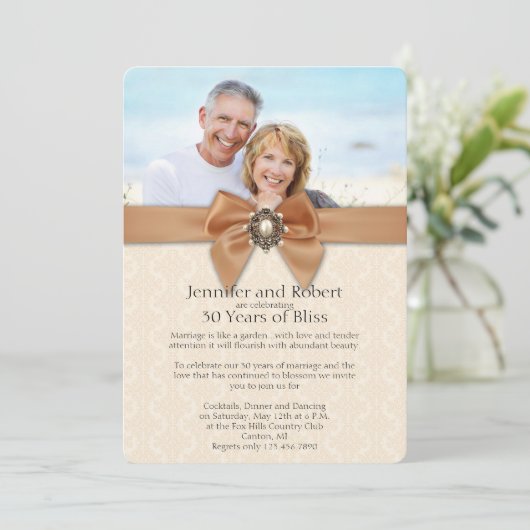 ピンクパール 30周年 結婚記念日 招待状 (スタンド正面)