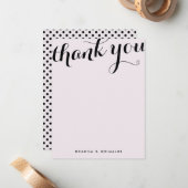 ピンクパ淡い色のリシエンヌシックフラットサンキュー ノートカード (正面/裏面インサイチュ)