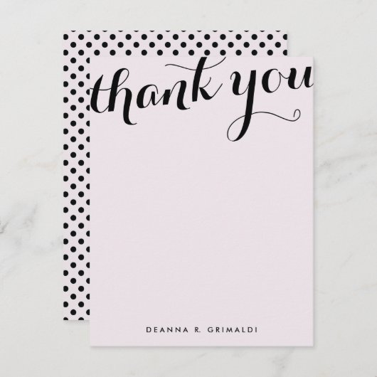 ピンクパ淡い色のリシエンヌシックフラットサンキュー ノートカード (正面/裏面)