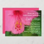 ピンクヒスビスカスフラワーブライダルシャワー招待 招待状 (正面/裏面)