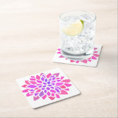 ピンクヒッパイフラワーレトロ モダン スクエアペーパーコースター (インサイチュ)