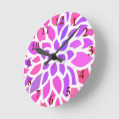 ピンクヒッパイフラワーレトロ モダン ラウンド壁時計 (傾斜)