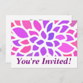 ピンクヒッパイフラワーレトロ モダン 招待状 (正面/裏面)