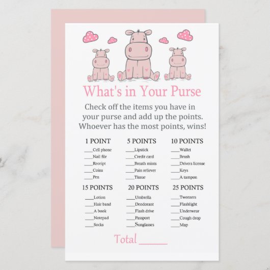 ピンクヒッポあなたの財布ゲームの中に何がある (正面/裏面)