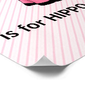 ピンクヒッポモノグラムのレターHベビールーム ポスター (角)