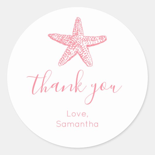 ピンクヒトデありがとう ラウンドシール (正面)