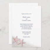 ピンクヒトデビーチ結婚式招待状 招待状 (正面/裏面)