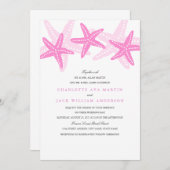 ピンクヒトデビーチ結婚式招待状 招待状 (正面/裏面)