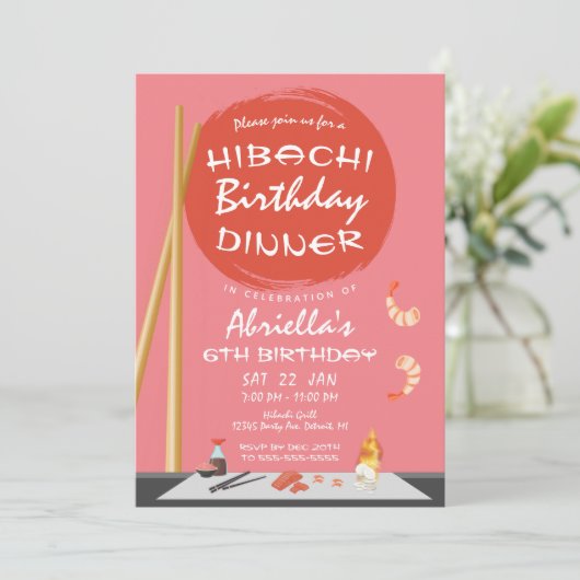 ピンクヒバチ誕生日ディナーヒバチパーティー 招待状 (スタンド正面)