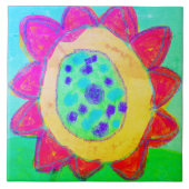 ピンクヒマワリ抽象芸術絵を描デジタル タイル (正面)