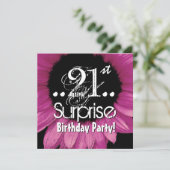ピンクヒマワリ21stサプライズ誕生日テンプレート 招待状 (スタンド正面)