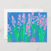 ピンクヒヤシンス春の花フローラ絵画アート ポストカード (正面/裏面)