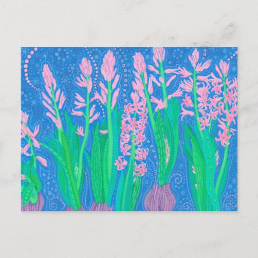 ピンクヒヤシンス春の花フローラ絵画アート ポストカード (正面)