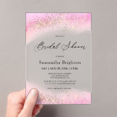 ピンクヒューズ金ゴールドスパークルブライダルシャワー アクリル招待状 (インサイチュ (ポータブル))