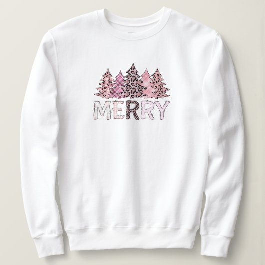 ピンクヒョウのクリスマスウィンターコージー スウェットシャツ (デザイン正面)