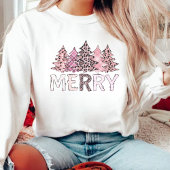 ピンクヒョウのクリスマスウィンターコージー スウェットシャツ