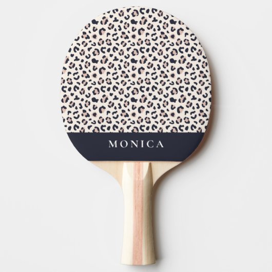 ピンクヒョウのゴルフヘッドカバー 卓球ラケット (正面)