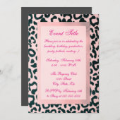 ピンクヒョウグリッター 招待状 (正面/裏面)