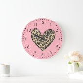 ピンクヒョウハートウォールクロック ラージ壁時計 (ホーム)