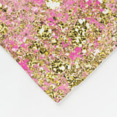 ピンクヒョウプリント金ゴールドグリッターモノグラム フリースブランケット (角)