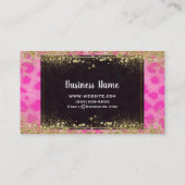 ピンクヒョウプリント金ゴールドグリッターモノグラム 名刺 (裏面)