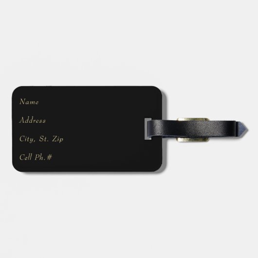 ピンクヒョウ動物の皮膚とグリッター – モノグラム ラゲッジタグ (裏面横)