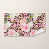 ピンクヒョウ印刷ウォーターカラーフローラ バスタオルセット (ハンドタオル)