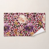 ピンクヒョウ印刷ウォーターカラーフローラ バスタオルセット (ハンドタオル)