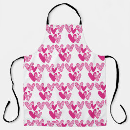 ピンクヒョウ印刷ハート エプロン