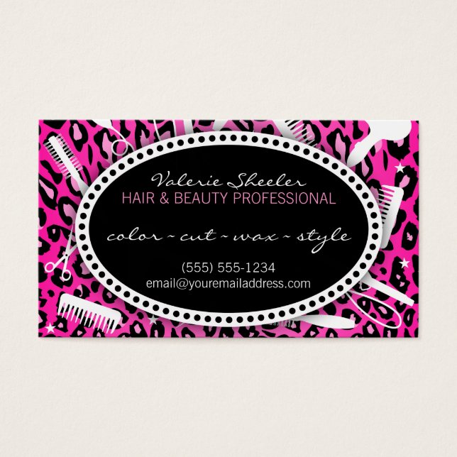 ピンクヒョウ印刷ヘア&美しいクーポン割引 (正面)