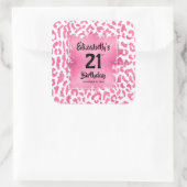 ピンクヒョウ印刷21歳パーソナライズされた誕生日 スクエアシール (バッグ)