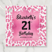ピンクヒョウ印刷21歳パーソナライズされた誕生日 フェイバータグ (正面)