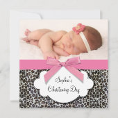 ピンクヒョウ女子《キリスト教》洗礼式や命名式 招待状 (正面)