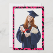 ピンクヒョウ柄の写真卒業パーティー 招待状 (裏面)