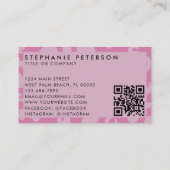 ピンクヒョウ柄カスタム企業ロゴQRコード 名刺 (裏面)