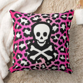 ピンクヒョウ柄ジョリーロジャーパイレーツ クッション (ブランケット)