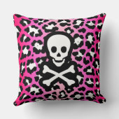 ピンクヒョウ柄ジョリーロジャーパイレーツ クッション (裏面)