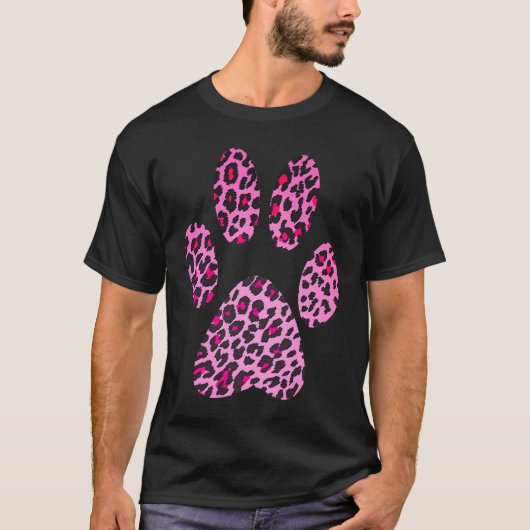 ピンクヒョウ柄パウ猫チータージャガー スポーツ Tシャツ (正面)