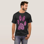 ピンクヒョウ柄パウ猫チータージャガー スポーツ Tシャツ (正面フル)