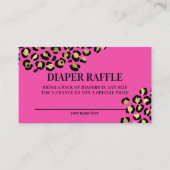 ピンクヒョウ柄ベビシャワーおむつラッフル エンクロージャーカード (正面)