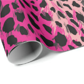 ピンクヒョウ柄織物動物、背景 ラッピングペーパー (ロールコーナー)