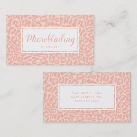 ピンクヒョウ柄美しいスプレータンサロン 名刺 (正面/裏面)