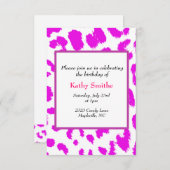ピンクヒョウ柄誕生日招待状 招待状 (正面/裏面)