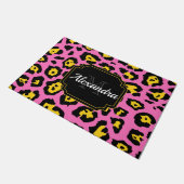 ピンクヒョウ柄 ドアマット (アングル)