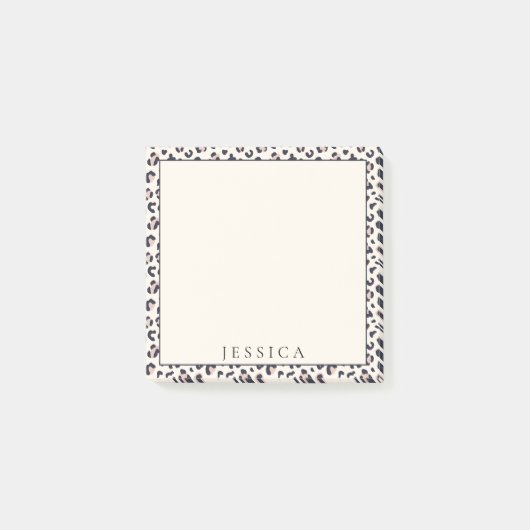 ピンクヒョウ柄、名前をカスタムする ポストイット (正面)