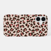 ピンクヒョウ柄 iPhone 16ケース (裏面横)