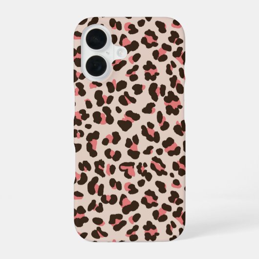ピンクヒョウ柄 iPhone 16ケース (裏面)